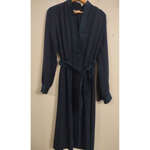 Vintage 70s Adolph Schuman for Lilli Ann Navy Blue Dress Size Medium
